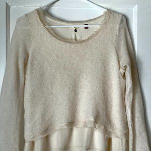 Cream Ruffled Anthropologie Sweater